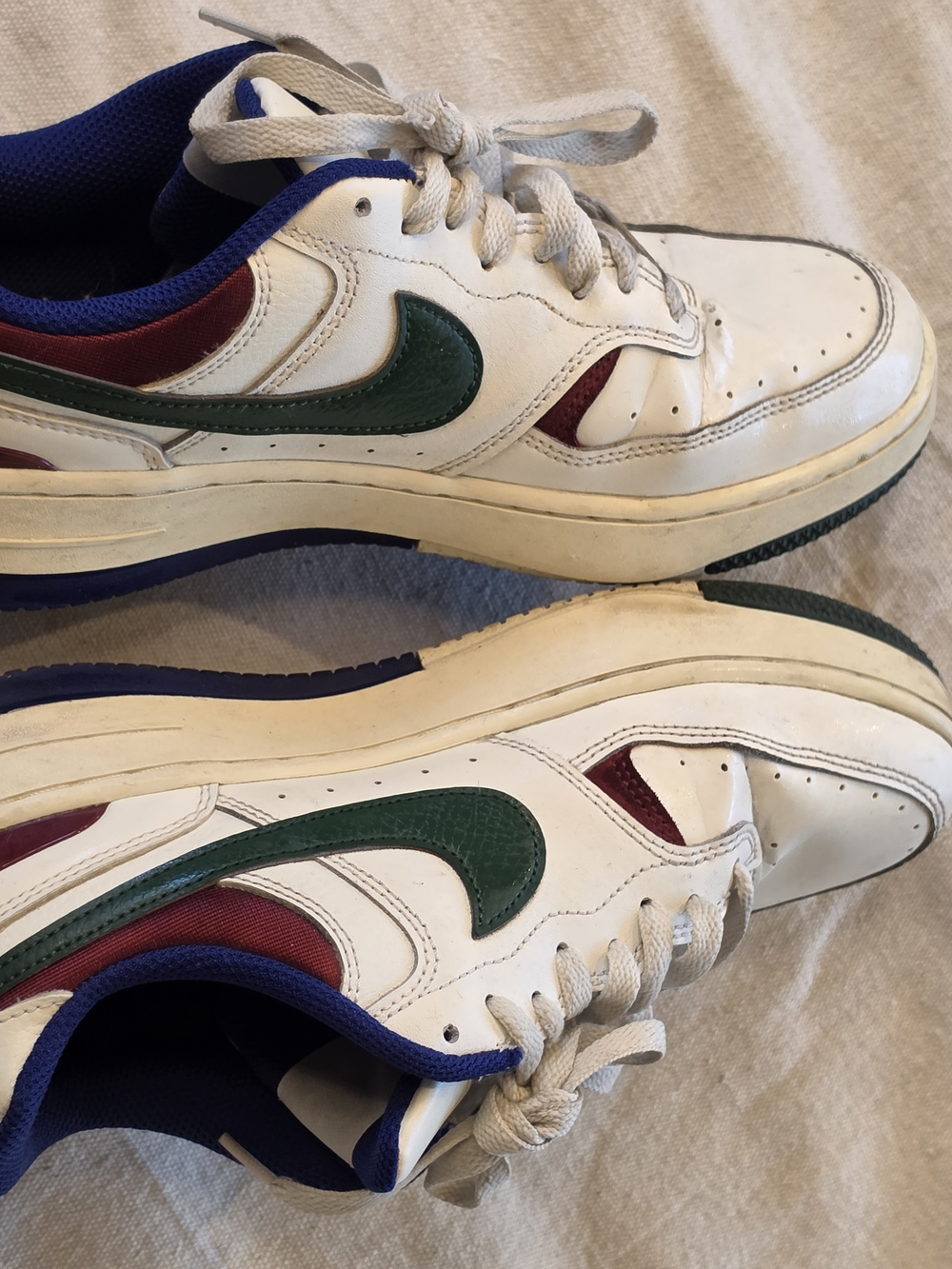 Nike Vintage Air Force 1 Low White with Green & Burgundy Swoosh